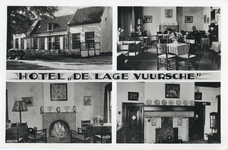 604187 Vierluik met afbeeldingen van het hotel De Lage Vuursche (Dorpsstraat 2) te Lage Vuursche (gemeente ...